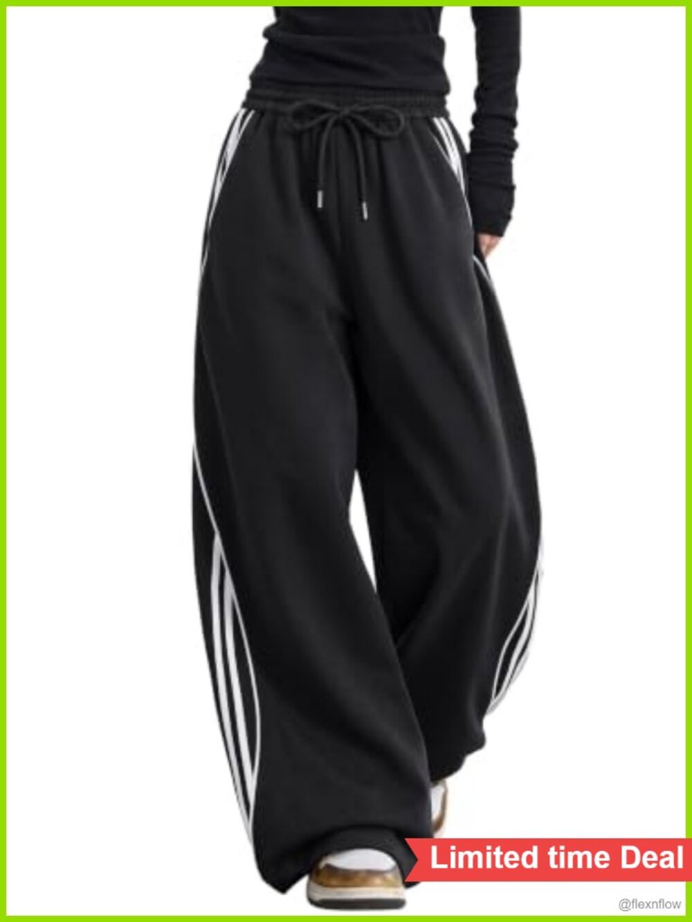 Wide Leg Sweatpants Drawstring Pockets Cotton Blend Loose Lounge